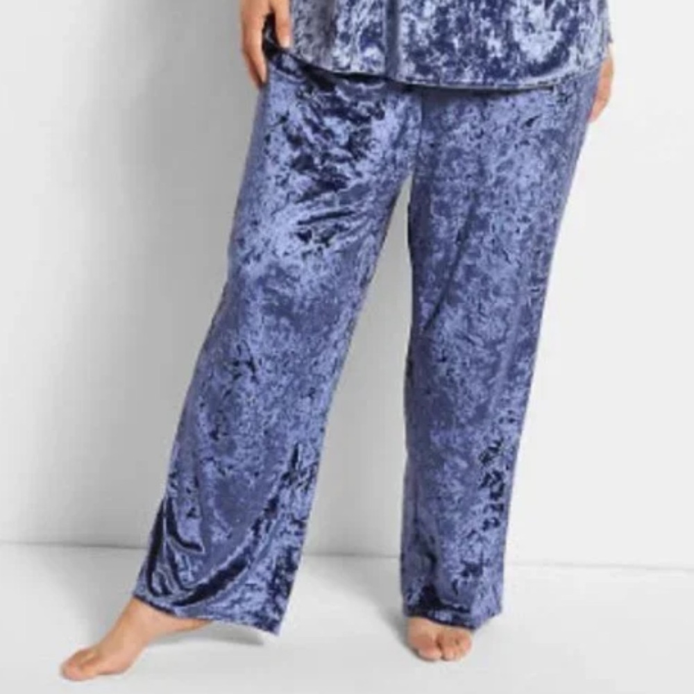 Cacique Sleep Pants loungewear blue velvet pants 14/16